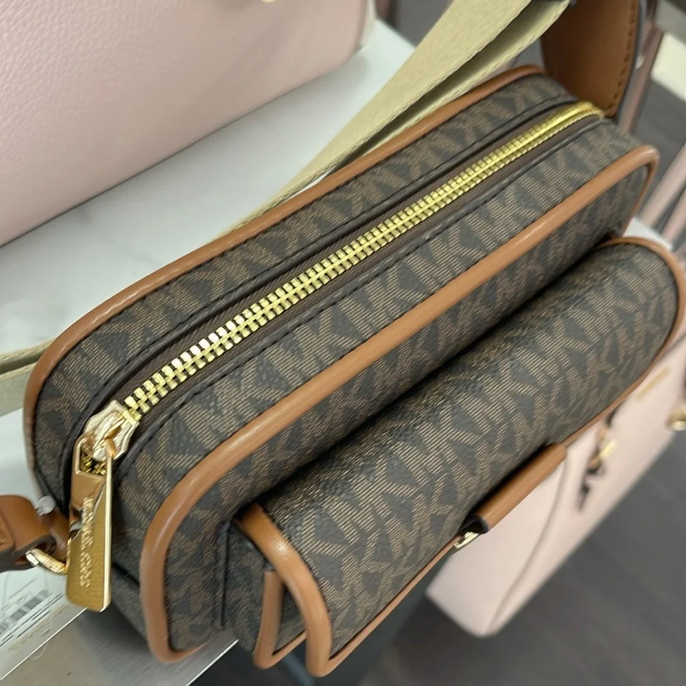 Michael Kors Bradshaw Extra-Small Metallic Signature Logo Camera Crossbody Bag